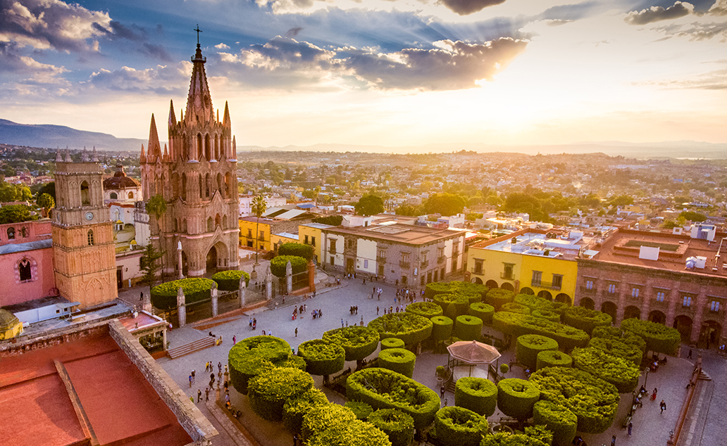 Aerial View of San Miguel de Allende in Mexico.
